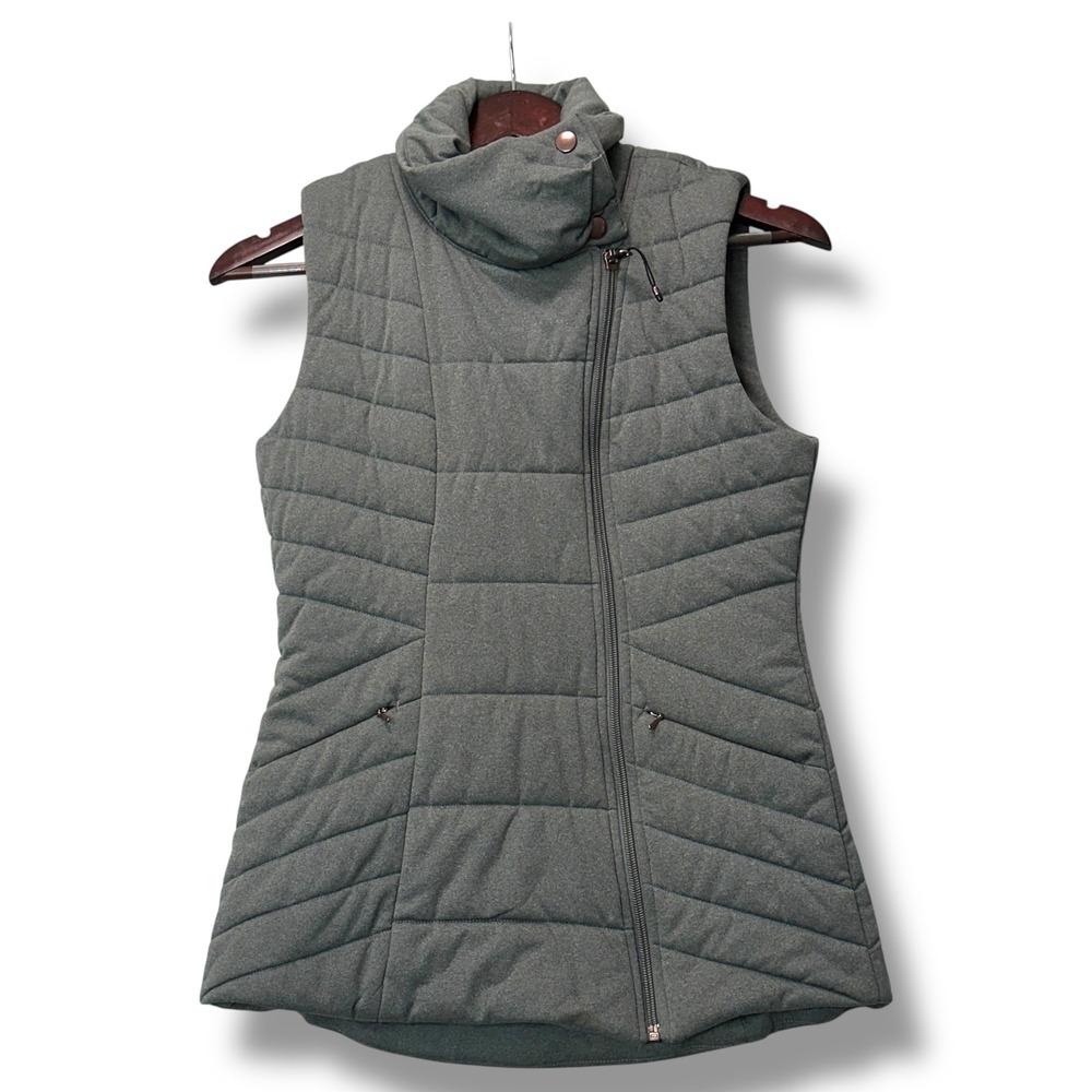 CALIA by Carrie Underwood‎ Gray Quilted Funnel Neck Puffer Vest Women S